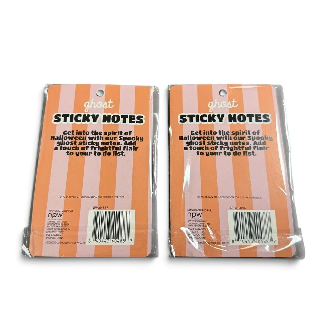 NPW Ghost Sticky Notes Set of 2 Halloween Spooky Stationery White NPW04887